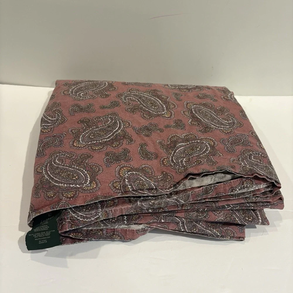 Vtg Lauren Ralph Lauren Studio Paisley AZALEA Full Double Flat Sheet Burgundy